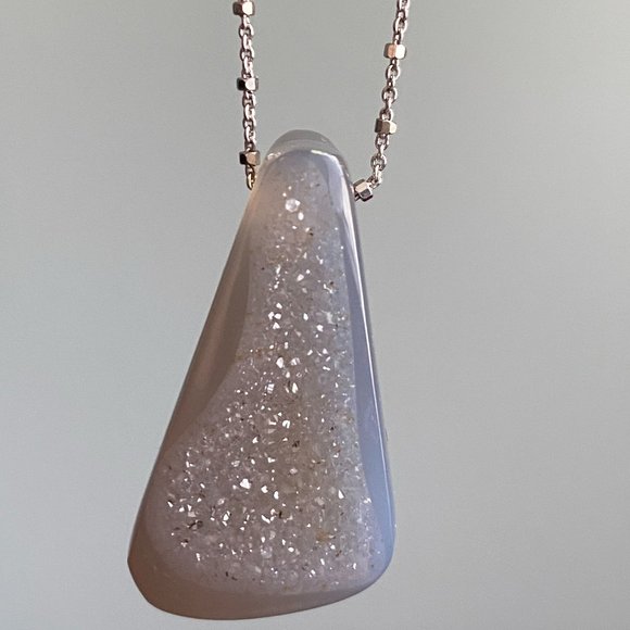 Pratt Daddy Druzy Agate Pendant with Sterling Silver station chain - Rare - Picture 1 of 9